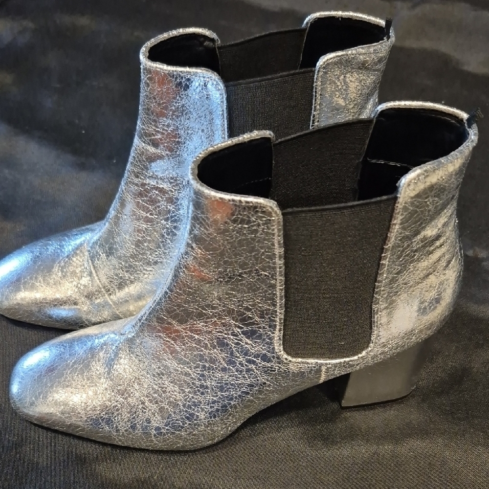 H&M Metallic Silver Ankle Boots